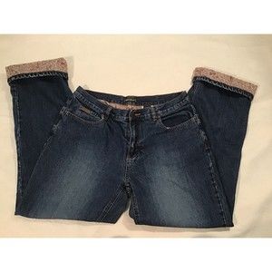 Eddie Bauer Floral Flannel Lined Jeans Mid-rise Women Size 12